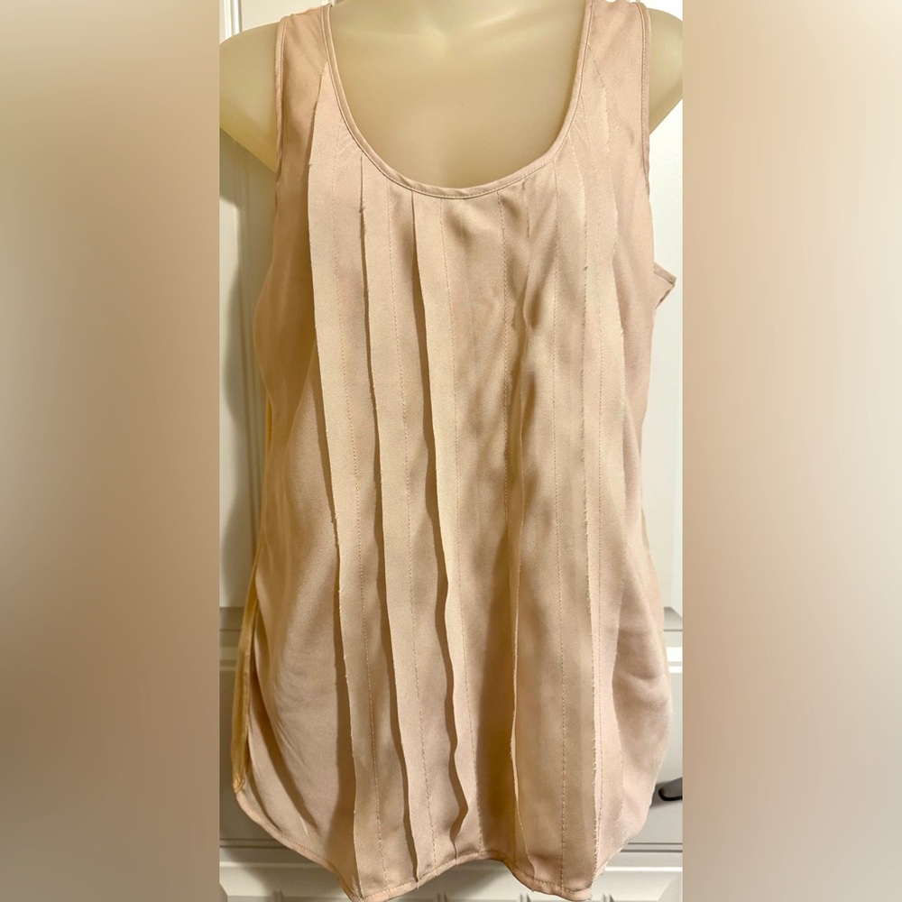 BCBG Pale Peach Silky Ruffled Tank Size M